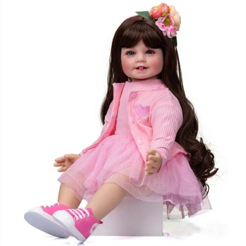 60 cm four teeth reborn baby cute play house toy girl gift smiley princess toddler doll bebe reborn realista