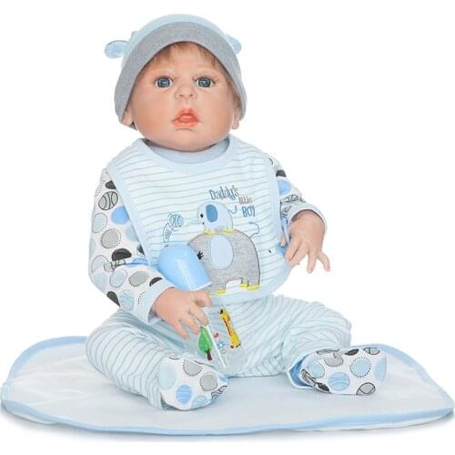 22 Inch boy dolls reborn babies Full Body Silicone Reborn Baby Handrooted Mohair Realistic baby Dolls bebe gift bonecas reborn