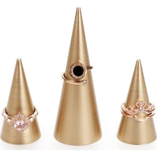 Metal Cone Rings Holder Finger Ring Storage Rack Jewelry Display Stand Organizer