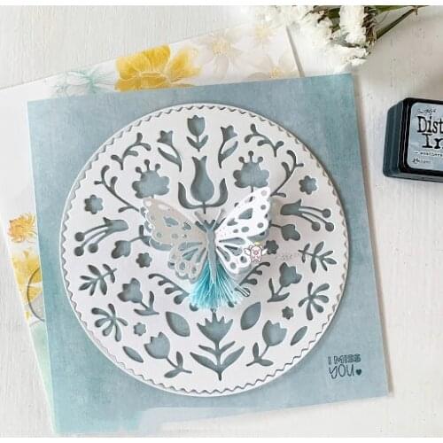 Mmao Crafts Metal Steel Cutting Dies Flowers leaves circle frame Stencil For DIY Scrapbooking Paper/photo Cards Embossing Dies