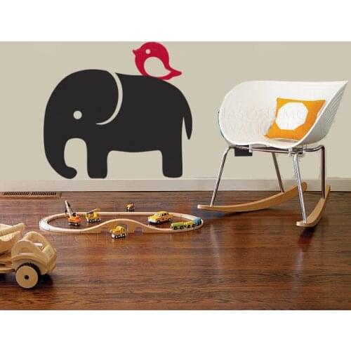 Elephant wall decal - nursery - children - jungle - bird vinyl decal - wall sticker Childrens Room 50*60CM Free shipping