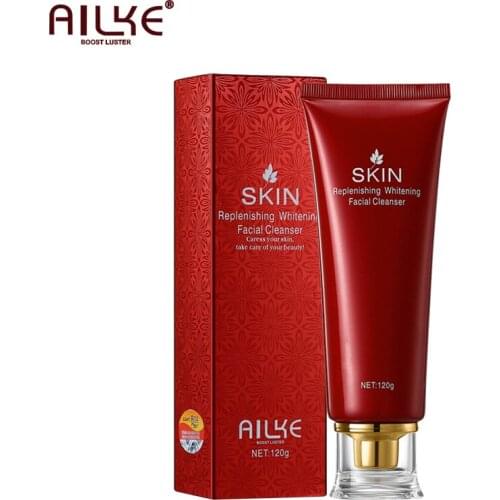 AILKE Rose cleaner scrub Facial Cleanser Moisturizing Whitening Face Wash dry skin care cleaning Organic Female foam treatments