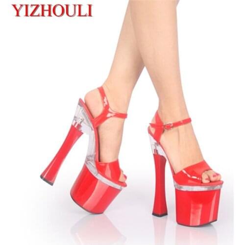 The latest fashion of the black 18cm high heels, platform pole dance/performance/celebrity wedding sandals