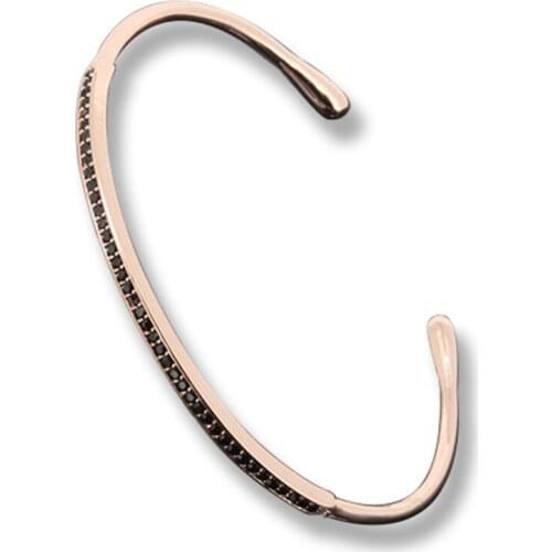 New Brand Anil Arjanda Adjustable Bangles, Micro Pave Black CZ & Rose Open Cuff Bangles Bracelets For Men& Women