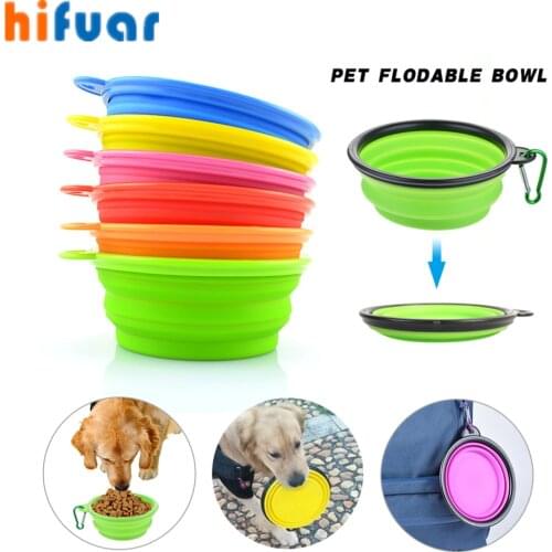 Silicone Collapsible Foldable Dog Bowl Candy Color Outdoor Travel Portable Puppy Food Container Water Feeder Dish Feeding Bow