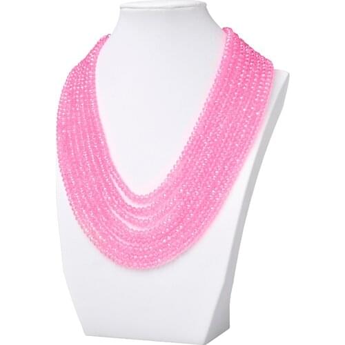 8 Rows 4x6mm transparent Lovely Pink Customized for Glass Beads Necklace jewelry making design