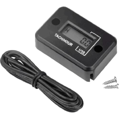 Tach Hour Meter Digital Inductive Tachometer Powerful Measuring Waterproof Design for Gas Engine Generator (2/4 Stroke)
