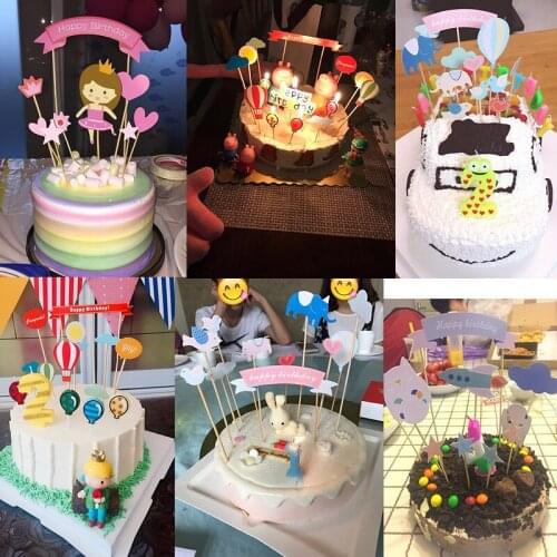 1 Set Cute Girl Pig Heart Cake Flag Cake Topper Decor Kids Baby Shower Wedding Birthday Christmas Party Decoration