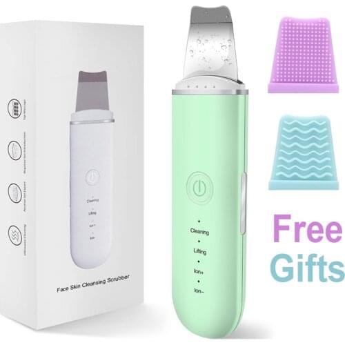 Ultrasonic Skin Scrubber Vibration Face Spatula Blackhead Remover Facial Scrubber Shovel Clean Cavitation Peeling Facial Lifting