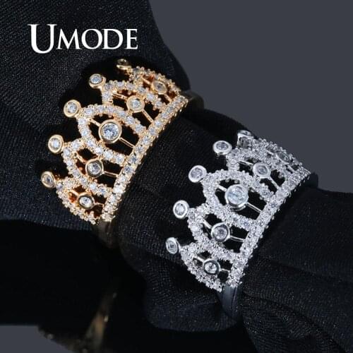 UMODE New Design Girls Gold Rings for Wedding Party Crown Rings for Women Engagement CZ Zircon Rings Gifts Drop Shipping UR0596