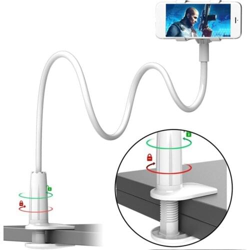 Universal Flexible Long Arm Gooseneck Cell Phone Clip On Stand Holder Grip Bracket Mount Clamp Bed Desktop Phone Holders