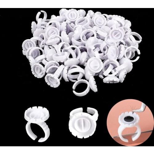 100Pcs Disposable Eyelash Glue Fan Cup Rings Eyelash Extension Divider Lash Glue Holder Fanning Tattoo Pigment Adhesive Ink Ring