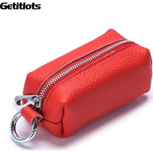 Vintage Leather Key Pouch Luxury Men Women Key Holder Pocket Keychain Wallet Zipper Car Keys Holder Organizer Mini Keychain Bag