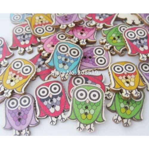 WBNAAW scrapbooking and craft Owl buttons Mix 150pcs nature wood sewing button DIY decoration
