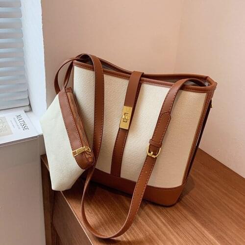 Canvas Leather Fashion Crossbody Bag for Women Striped Candy Weekender Ladies Shoulder Bag Brand Designer Purses and Handbags