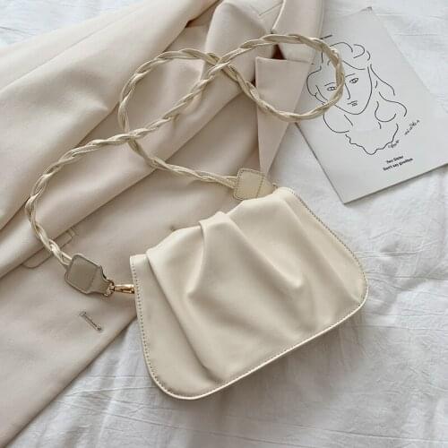 2020 new trendy saddle bag female cloud bag all-match white bag clutch messenger Korean version of simple fairy fold female bag