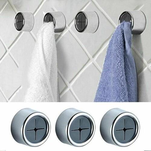 1PC Push In Tea Towel Holder Grip Hook Chrome Self Adhesive Kitchen Cloth Clip Hook