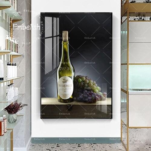 1 Pieces Wine Grapes And Glass Dinning Room Artworks For Kitchen Home Decor Wall Art Pictures HD Spray On Canvas Oil Paintings