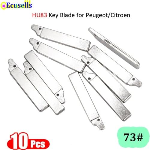 10Pcs/Lot NO.73 Blade for Renault Citroen Peugeot 307 Flip Folding Key Blank Uncut Modified HU83 Key Blade with Grooves