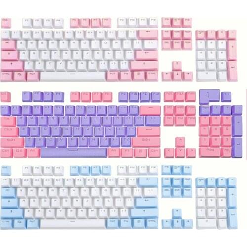 104Pcs ABS Dual Colors Clear Font Backlight Wear-Resistant Keycaps Replacement Kit For Mechanical Keyboard Covers