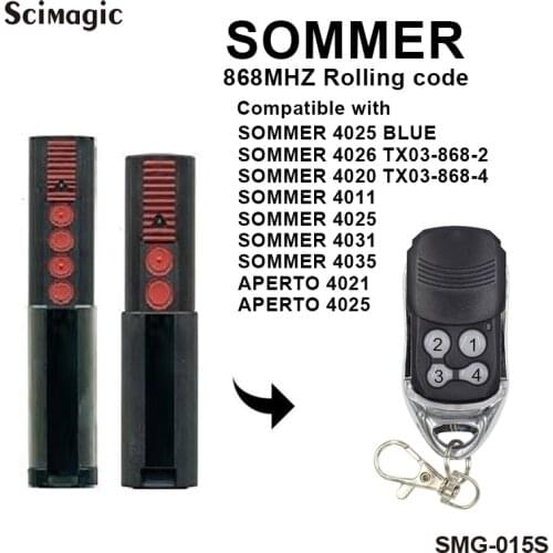 2pcs Garage Gate Door Rolling Code Remote Control For SOMMER 4020 868mhz Telecommande Sommer