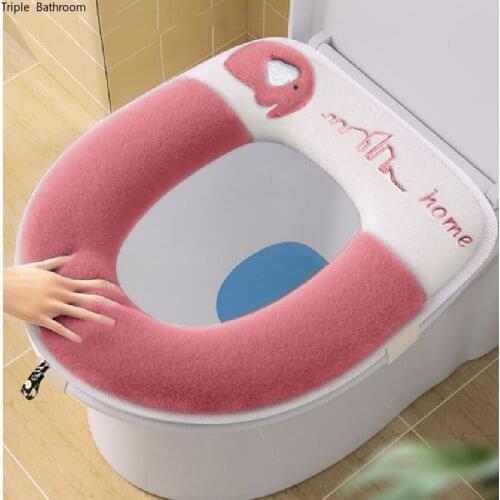 2PCS Winter Universal Keep Warm Waterproof Soft Toilet Mat Washable Thicken Supplies Toilet Seat Cover Bathroom Accessories