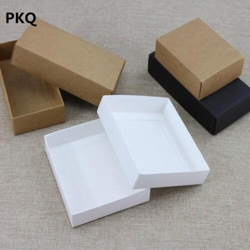 30pcs 6 sizes Kraft paper box with a lid,White cardboard gift box,Black carton,Brown paper packaging box,Party craft present box