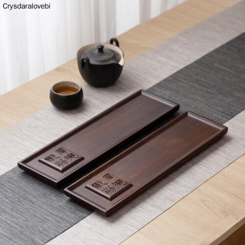 35 * 10 * 2cm Bamboo Wooden Tea Tray Japanese Style Zen Dry Bubble Tray Solid Wooden Tea Stand Tea Tray Waterproof and Anti-scal