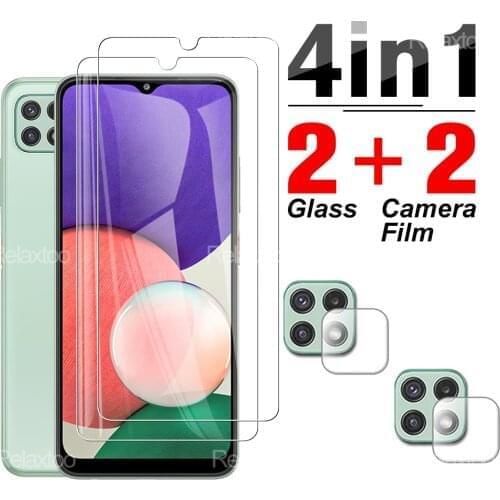 4 in 1 Tempered Protector Glass For Samsung Galaxy A22 4G/5G 6.6'' 22a a A 22 Phone Protection HD Screen Protective Cover Film