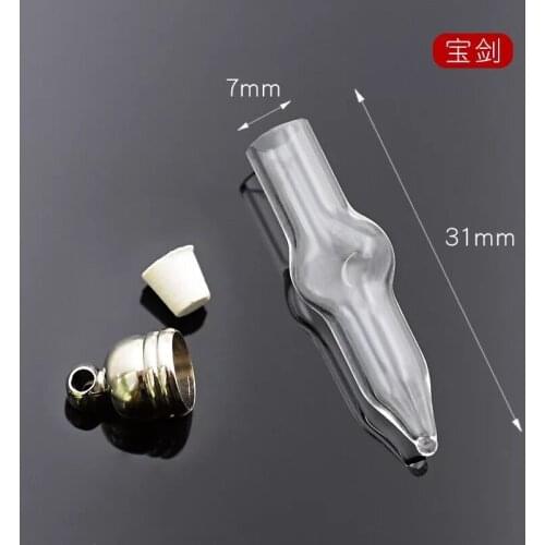 50pcs Sword shape glass vial pendant glass pendant wishing glass bottle locket necklace pendant name on rice wishing bottle jar