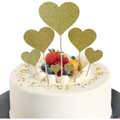50PCS Cake Topper For ValentineS Day Glitter Love Heart Shape Cupcake Topper Cupcake Pick Party Decor