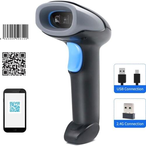 Aibecy 2.4G Wireless Handheld Barcode Scanner & USB Wired Bar Code Reader 1D/2D/QR Code Scanner for Supermarket Retail Library
