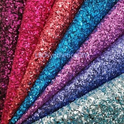 1PC 21X29CM Glitter Fabric, Chunky Glitter Leather Sheets, Vinyl Glitter Fabirc Sheets for Bows DIY LEOsyntheticoDIY T226