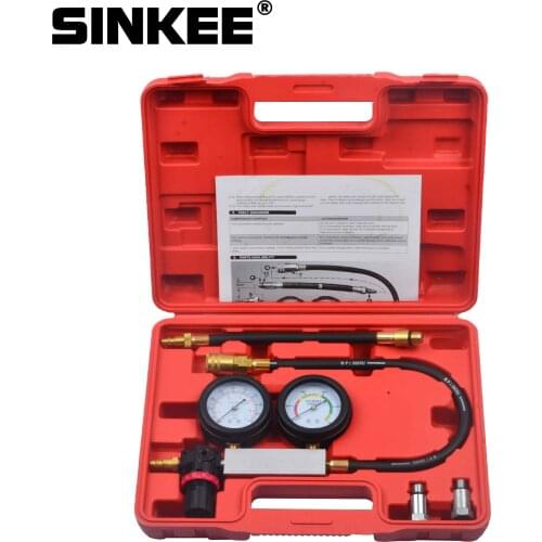 Cylinder Leak Tester Compression Leakage Detector Kit Set Petrol Engine Gauge Tool Double Gauge System Automobile Tools SK1015
