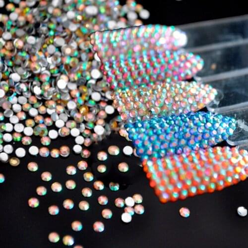 Hot Sale 1000pcs AB Magic Color 2mm Resin Rhinestone Gems Nail Art Phone Stick Rhinestones Non hotfix Use Glue