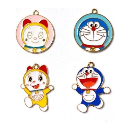 Hot Sale 50 pcs Doraemon Charm Pendants DIY Jewelry Making Accessories