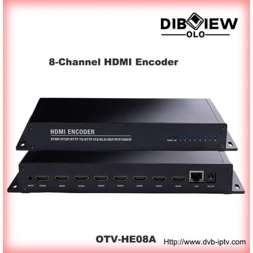 Dibviewolo 8ch SRT HDMI ProVideo Media Encoder to Ip H.264 H.265 IPTV MPEG4 RTSP HLS RTMPS HD Live Stream Facebook youtube