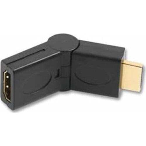 Cable-Tex HDMI SWIVEL CABLE ADAPTER RIGHT ANGLE 90-270 DEGREE M-F 6.5cm Socket Connector With Black Cover Adapter Connector