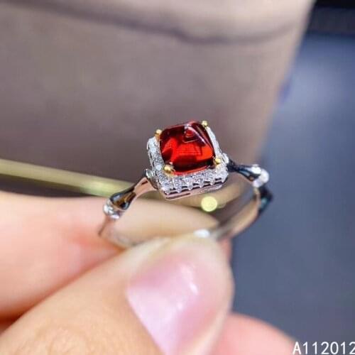 KJJEAXCMY fine jewelry S925 sterling silver inlaid natural gemstone Garnet girl fashion ring support test Chinese style