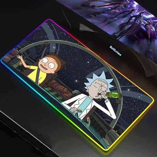 Mouse Pad Anime Morty LED RGB Big Size XXL Gamer Anti-slip Rubber Pad Play Mats Gaming for RGB Keyboard Laptop Computer PC RICK