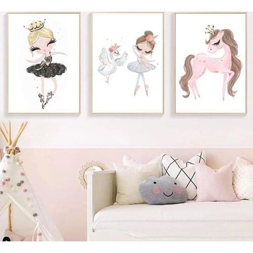 Creative Painting Poster Canvas Paintings For Children Cartoon Nursery Posters Nordic Girls Prints Bedroom Decor Wall Decoration