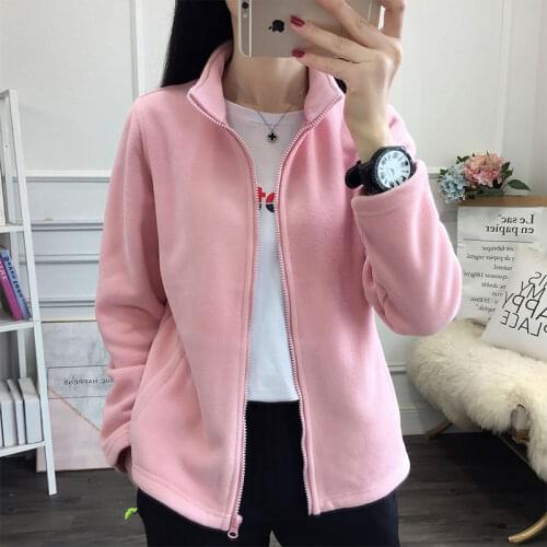 Autumn Winter Fleece Women Polar Fleece Zipper Jacket Men Long Seleeve Outdoor Cardigan Couples Thicken Woman Plus Velvet Tops