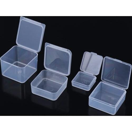 1pc Square/Round Plastic Transparent Storage Box Jewelry Beads Container Fishing Tools Box Small Items Sundries Organizer Case