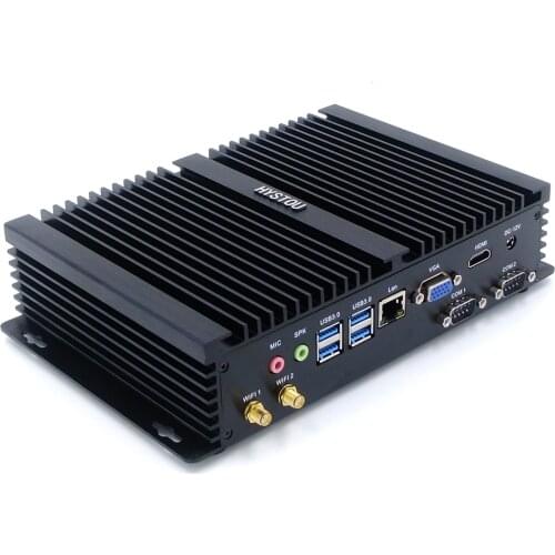 HYSTOU Fanless Mini PC i5 7200U i5 4200U Windows 10 Industrial Computer Max 16GB RAM with RS232 wifi BT