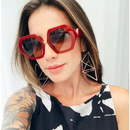 Polygonal Gradient Sunglasses Women 2019 Luxury Brand Hexagon Black Men Sun Glasses Personality Ladies Chic 90s Eyewears UV400