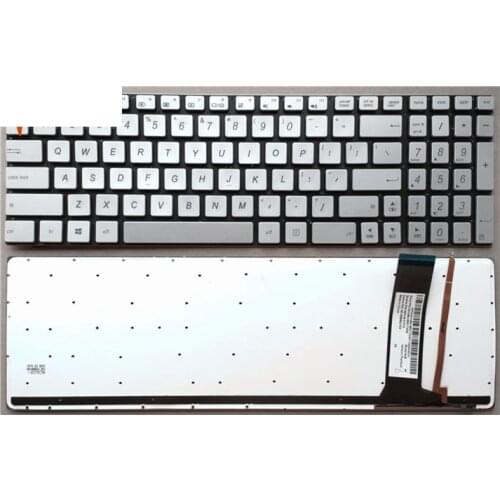 US New Keyboard FOR ASUS N56VV N76 N76V N76S Q550L N750 N550J Replace laptop keyboard English Silver with backlight