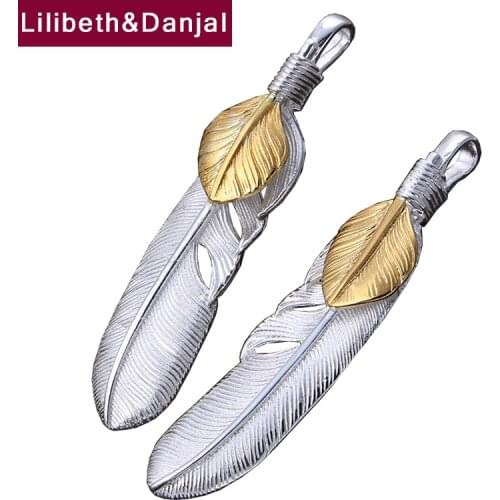 Flying Eagle Feather Real 925 Sterling Silver Necklace Pendant Jewelry Accessories Women Men 2021 Free Shipping Bijoux Femme P25
