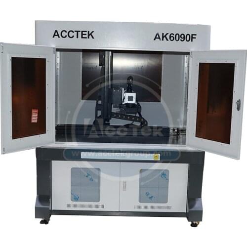 Full Enclosed Splicing Design 6090 3D Metal Nameplate 20W 30W 50W 100w Fiber Laser Marking Machine CNC