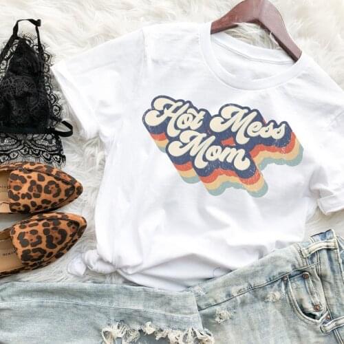 Hot Mess Mom Colored Print T-shirt Retro Mamacita Mom Life Graphic Tee Shirt Top Cute Womens Mothers Day Gift Tshirt