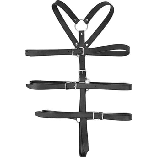 Professional Black Leather Adjustable Bondage Restraint Rope Kit Sex Set Restraint The Body Couples Kit Bondage Wear